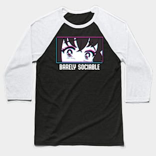 Anime Eyes Barely Sociable Manga Chibi Kawaii Fun Baseball T-Shirt